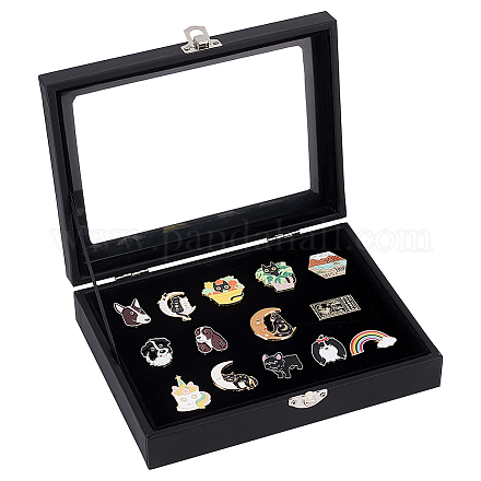 Olycraft pin display case badge display cases badge storage showcase broche display case with clear window for hard rock badges and medals collection - 20x16x5cm CON-WH0008-12-1