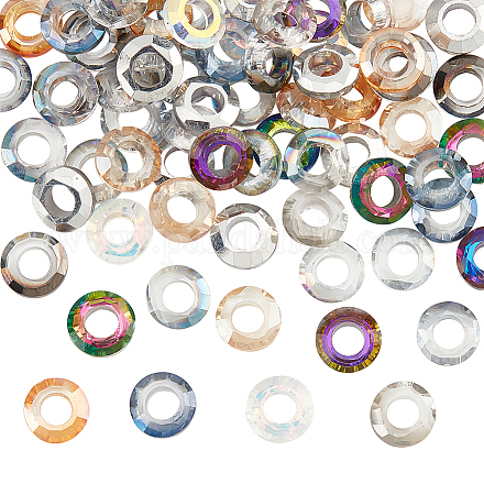 Ph pandahall 84 pz cerchio pendente di cristallo 14 colori perline con foro grande 8mm anello perle di vetro perline sciolte per orecchino collana braccialetto decorazione di arte del chiodo creazione di gioielli MRMJ-PH0001-70-1