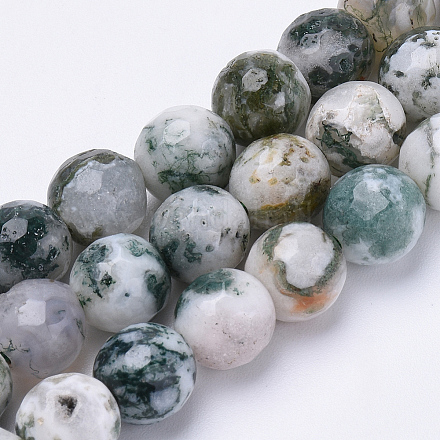 Chapelets de perles en agate d'arbre naturelle G-S281-15-10mm-1