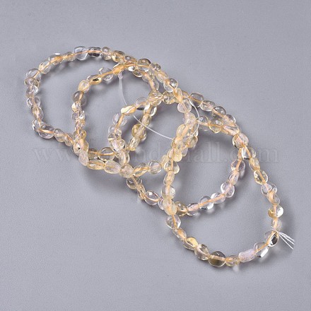 Natural Citrine Bead Stretch Bracelets BJEW-K213-66-1