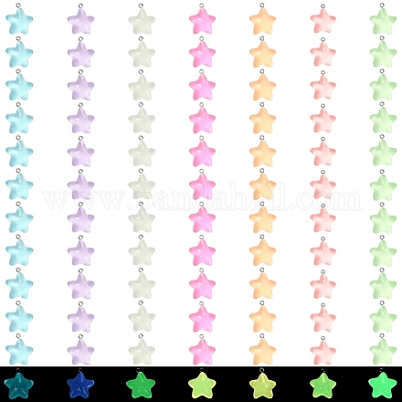 84 Stück 7 Farben leuchtende transparente Harzanhänger RESI-SZ0003-26-1
