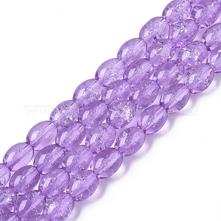 Transparent Crackle Glass Beads Strands DGLA-S085-6x8-26-1