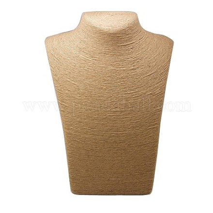織わらロープのネックレスディスプレイの胸像  淡い茶色  225x200x115mm NDIS-C003-1-1