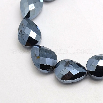 Electroplate Crystal Glass Teardrop Beads Strands EGLA-F066C-01-1