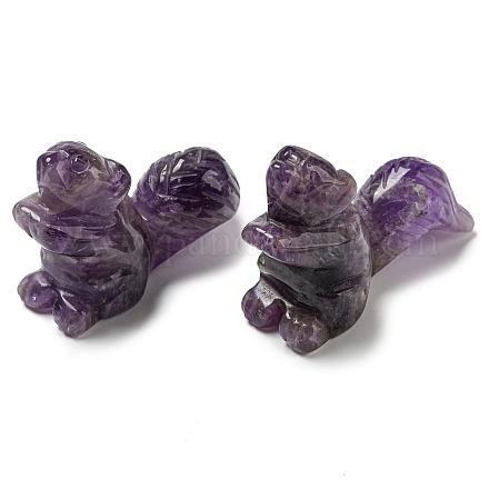 Natural Amethyst Carved Healing Squirrel Figurines DJEW-D012-01A-1