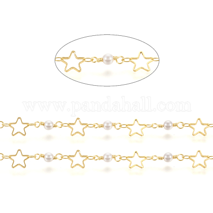 3.28 Fuß handgefertigte Perlenkette aus Messing X-CHC-I031-03G-1