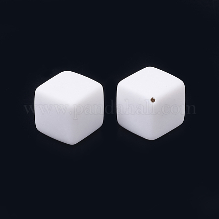 不透明なアクリルビーズ  マットなスタイル  片穴  キューブ  ホワイト  14.5x14.5x14.5mm  穴：1mm  約174個/500g SACR-S300-27-1