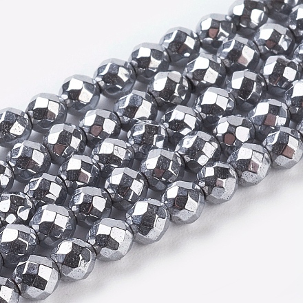 Chapelets de perles en hématite synthétique sans magnétiques G-G093-3mm-1