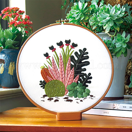 Cactus Pattern DIY Embroidery Starter Kits DIY-P077-094-1