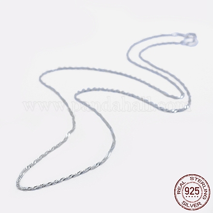 Rhodium Plated 925 Sterling Silver Singapore Chain Necklaces STER-F039-40cm-06P-1