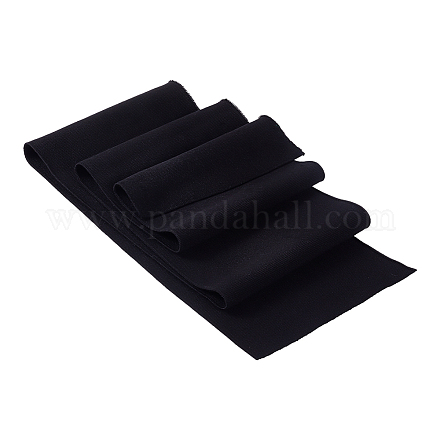 ポリエステル伸縮性のあるキンテッドリブ生地  衣料品用  ブラック  100x15x0.15~0.2cm FIND-WH0137-25A-1
