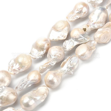 Fili di perle di keshi di perle barocche naturali PEAR-Q015-017-1
