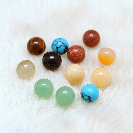 Natural & Synthetic Mixed Stone Round Ball No Hole Beads X-G-A127-8mm-M-1