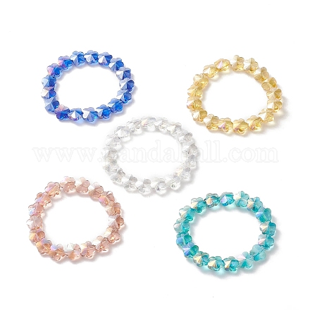 Galvanoplastie verre fleur de prunier perles enfants bracelets BJEW-JB09172-1