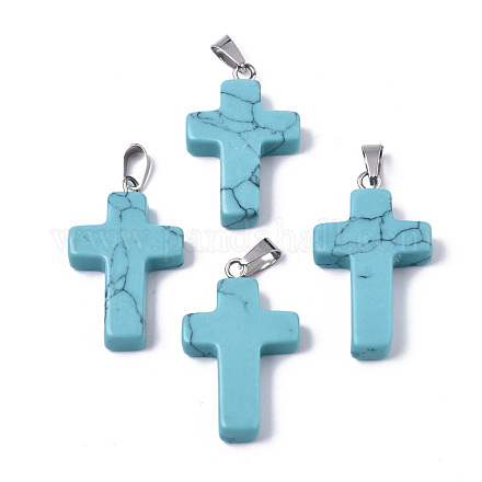 Synthetic Turquoise Pendants G-J354-06A-1