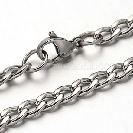 304 Stainless Steel Curb Chain Necklace NJEW-I065-35-1
