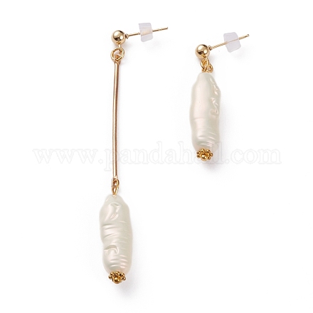 Boucles d'oreilles asymétriques en plastique abs imitation perle EJEW-JE04426-1