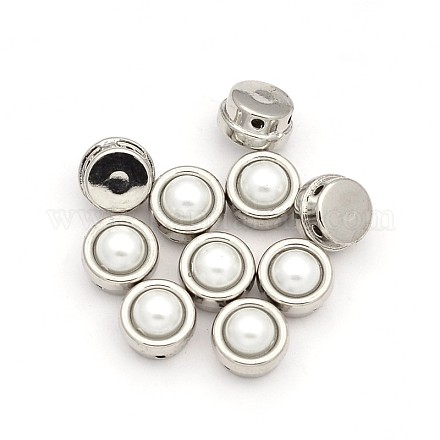 Half Round Silver Plated Imitation Pearl Taiwan Acrylic Beads SA08-6-S-J2-1