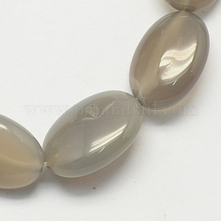 Flachen ovalen Edelstein natürlichen grauen Achat Perlen Stränge X-G-S113-04-1