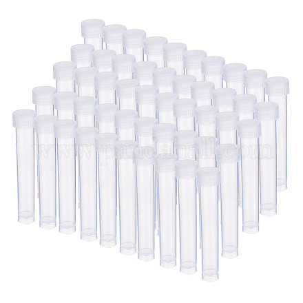 クリアメスチューブプラスチックビーズ容器  ふた付き  透明  9.5x1.95cm  容量：約10ミリリットル CON-BC0005-26-1