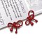 Spray Painted Alloy Pendants, Bowknot, Red, 19x21mm