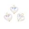 Glass Pendants, Heart, with Brass Loop, Platinum, 17.5x15x6.5mm, Hole: 2.5mm