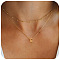 Bohemian Style Stainless Steel Double Layer Initial Pendant Necklaces, Golden, Letter E, 15.75~19.69 inch(40~50cm)