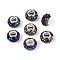 Opaque Resin European Beads, Large Hole Beads, Rondelle with Silver Color Plated Brass Cores, Blue, 13.5~14x8.2~9mm, Hole: 5mm