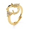 Rack Plating Oval Brass Micro Pave Cubic Zirconia Adjustable Solitaire Ring Components, 4 Claw Prong Ring Settings, Long-Lasting Plated, Golden, Tray: 12x8mm, Inner Diameter: 19mm