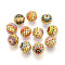 Brass Rhinestone Beads, with Enamel, Golden, 15mm, Hole: 2mm