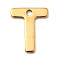 304 Stainless Steel Charms, Letter Charms, Ion Plating(IP), Real 18K Gold Plated, Letter T, 11x9x0.8mm, Hole: 1.2mm