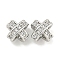 Brass with Clear Cubic Zirconia Charms, X-Shaped, Platinum, 6.5x6.5x5mm, Hole: 1.6mm