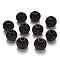 Painted Natural Wood Beads, Laser Engraved Pattern, Round with Flower Pattern, Black, 10x9mm, Hole: 3mm