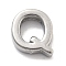 304 Stainless Steel Charms, Letter Charm, Letter Q, 10x10x3mm, Hole: 1.6mm
