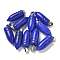 Dyed Natural White Jade Pointed Pendants, Bullet Shaped Charms with 201 Stainless Steel Snap on Bails, Stainless Steel Color, Blue, 29.5x10mm, Hole: 4x7mm