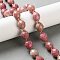 Natural Rhodonite Beads Strands, Faceted, Oval, with Seed Beads, 10~10.5x9mm, Hole: 1.2mm, about 31~32pcs/strand, 15.31~15.75''(38.9~40cm)