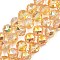 Transparent Electroplate Glass Beads Strands, Faceted, Round, Gold, 9.5~10mm, Hole: 1.2mm, about 59pcs/strand, 22.05''(56cm)