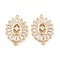 Brass Pave Clear Glass Connector Charms, Oval Links, Light Gold, 18x12.5x3.5mm, Hole: 1.2mm