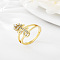 Brass Micro Pave Cubic Zirconia Finger Rings, for Women, Letter F, US Size 3(14mm)
