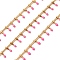 304 Stainless Steel Curb Chains, with Enamel Charms and Spool, Soldered, Ion Plating(IP), Golden, Hot Pink, Charm: 6x1.5x2mm, Link: 2x1.5x0.3mm, about 16.4 Feet(5m)/roll