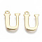 Brass Charms, Nickel Free, Letter, Real 18K Gold Plated, Letter.U, U: 13x10x1.5mm, Hole: 1.2mm