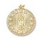 Brass Micro Pave Cubic Zirconia Pendants, Virgin Mary, Lead Free & Cadmium Free, Long-Lasting Plated, with Jump Ring, Flat Round, 25x22.5x3.5mm, Hole: 2.5mm
