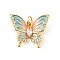 Brass Micro Pave Cubic Zirconia Pendants, with Enamel, Butterfly, Real 18K Gold Plated, with Jump Ring, Deep Sky Blue, 17x20x4mm, Hole: 3.5mm