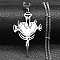 304 Stainless Steel Enamel Necklaces, Heart with Knife Pendant Necklaces, Stainless Steel Color, 19.72 inch(50.1cm)