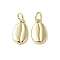 Brass Charms, Shell Shape, with Jump Ring, Real 18K Gold Plated, 12x7x2.5mm, Hole: 3mm