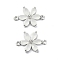 Brass Pave Cubic Zirconia Connector Charms, Flower Links, Real Platinum Plated, Clear, 17x11.5x3.5mm, Hole: 1mm