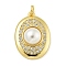 Rack Plating Brass Micro Pave Cubic Zirconia Pendants, with ABS Imitation Pearl, with Jump Ring, Long-Lasting Plated, Lead Free & Cadmium Free, Oval, Real 18K Gold Plated, 21.5x15x6mm, Hole: 3.5mm
