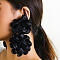 Valentine's Day Cloth Dangle Stud Earrings, Exaggerated Flower, Black, 130x70mm