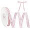 Polyester Ribbon, Grid, Pink, 3/8 inch(10mm)
