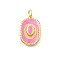 Brass Enamel Pendants, with Jump Rings, Cowboy Hat Charm, Long-Lasting Plated, Lead Free & Cadmium Free, Real 18K Gold Plated, Rack Plating, Pink, 18x12.5x4mm, Hole: 3mm